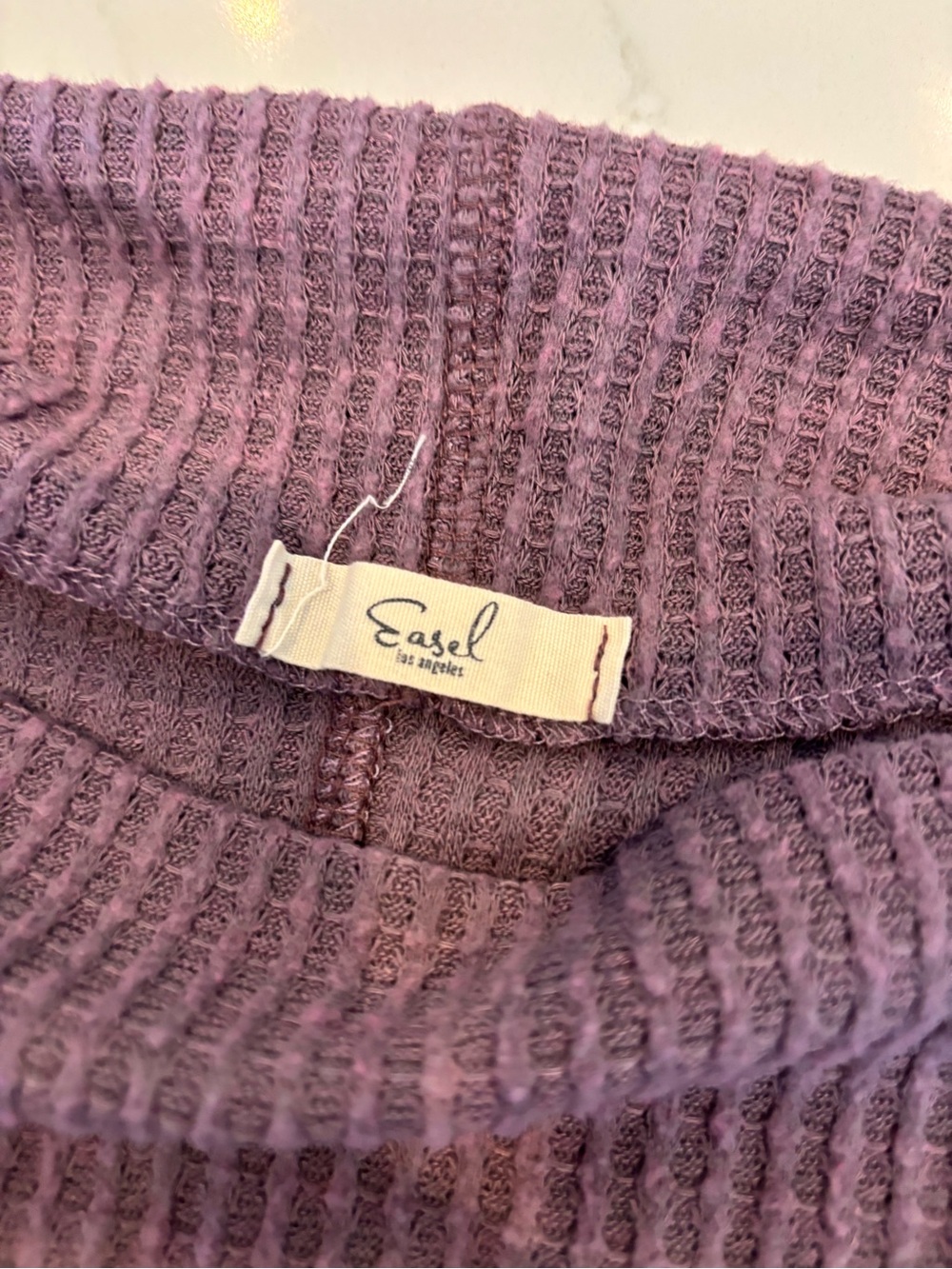 easel Off-the-Shoulder Mauve Brown Knit Sweater - Picture 5 of 5